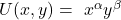 U(x,y)=\ x^\alpha y^\beta