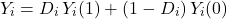 \[Y_i = D_i\,Y_i(1) + (1 - D_i)\,Y_i(0)\]