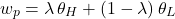 \[w_p = \lambda\,\theta_H + (1-\lambda)\,\theta_L\]