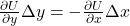 \frac{\partial U}{\partial y} \Delta y = - \frac{\partial U}{\partial x}\Delta x